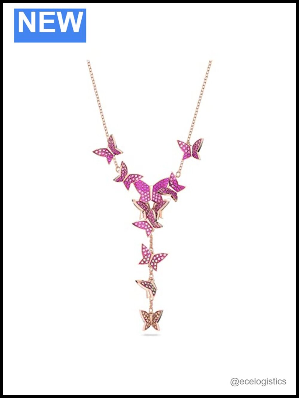 Swarovski Lilia Crystal Butterfly Y-Necklace Rose Gold Tone Finish